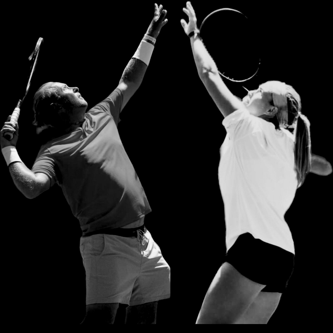Framework coaches reaching up for a serve